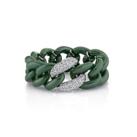 SINGLE PAVE GREEN CERAMIC MEDIUM LINK RING