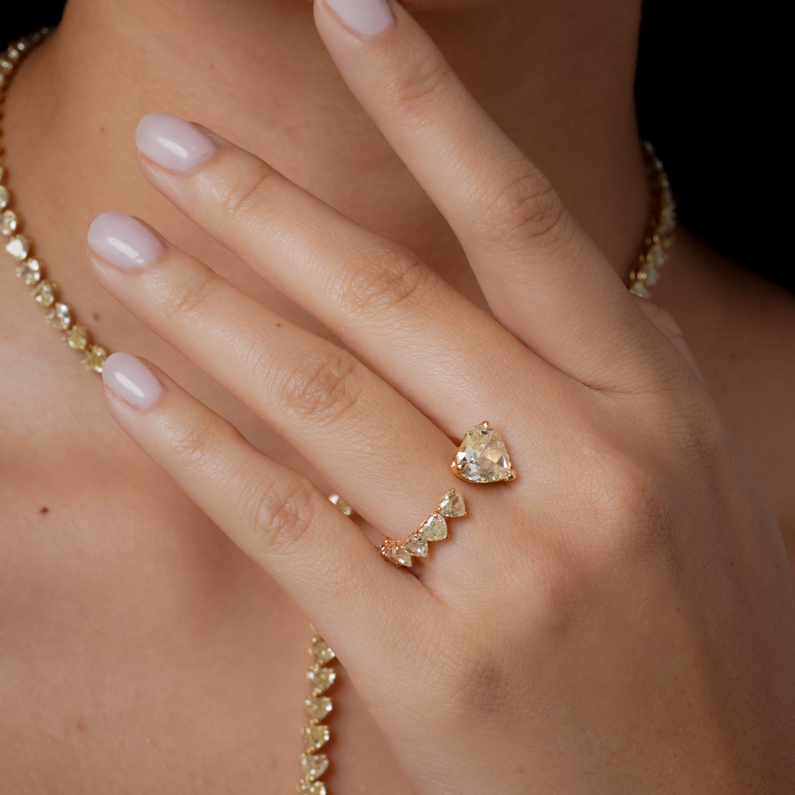 SHAY Yellow Diamond Floating Heart Ring, 3.64ct center, 18k gold, alternate view