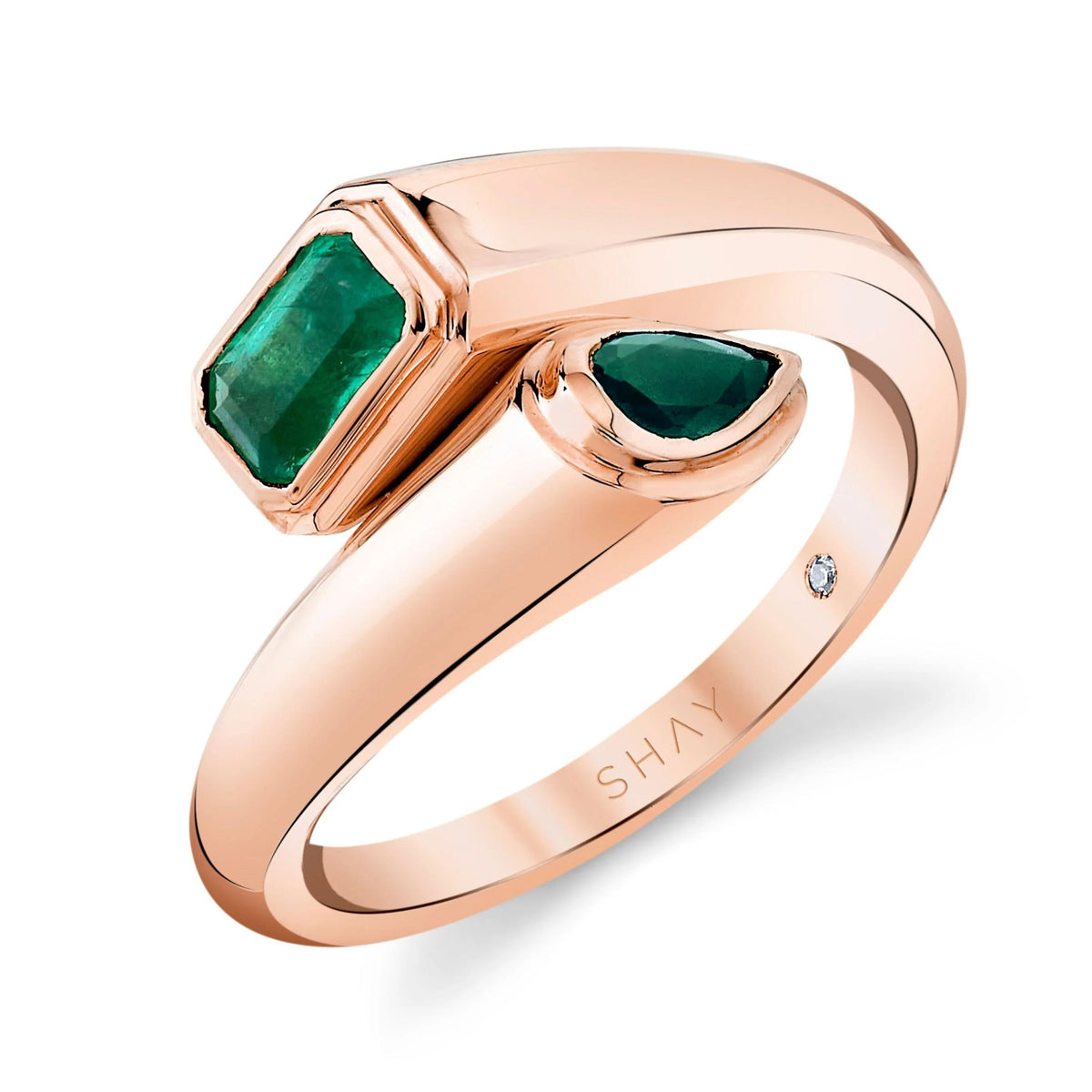 EMERALD BYPASS PINKY RING