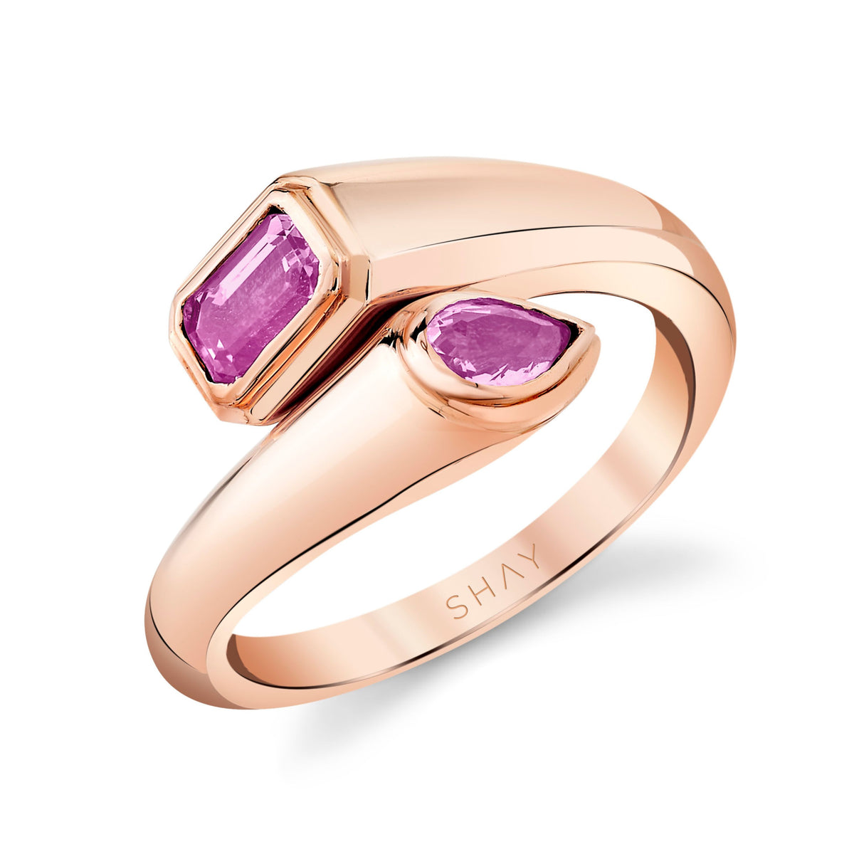 READY TO SHIP PINK SAPPHIRE BYPASS PINKY RING