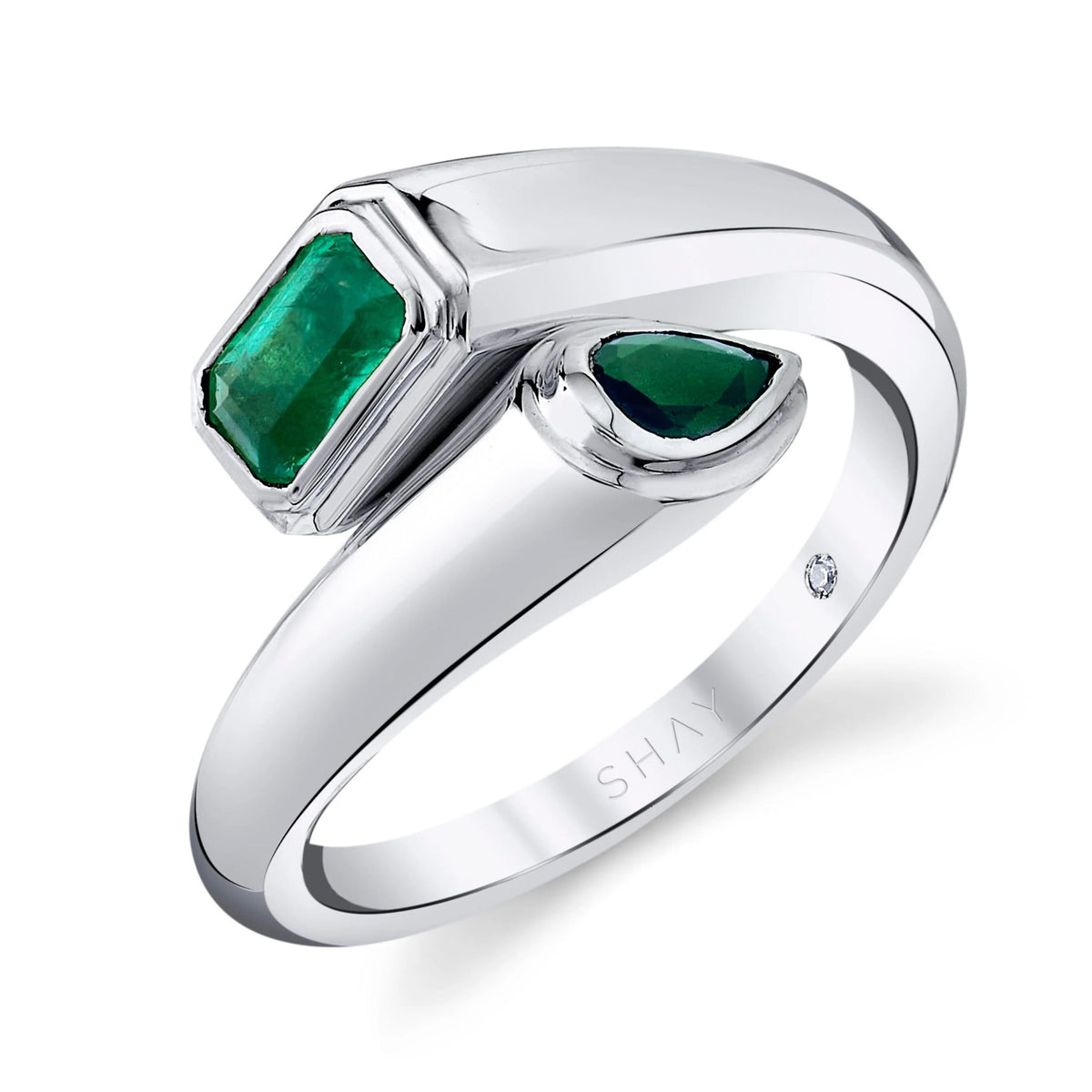 EMERALD BYPASS PINKY RING