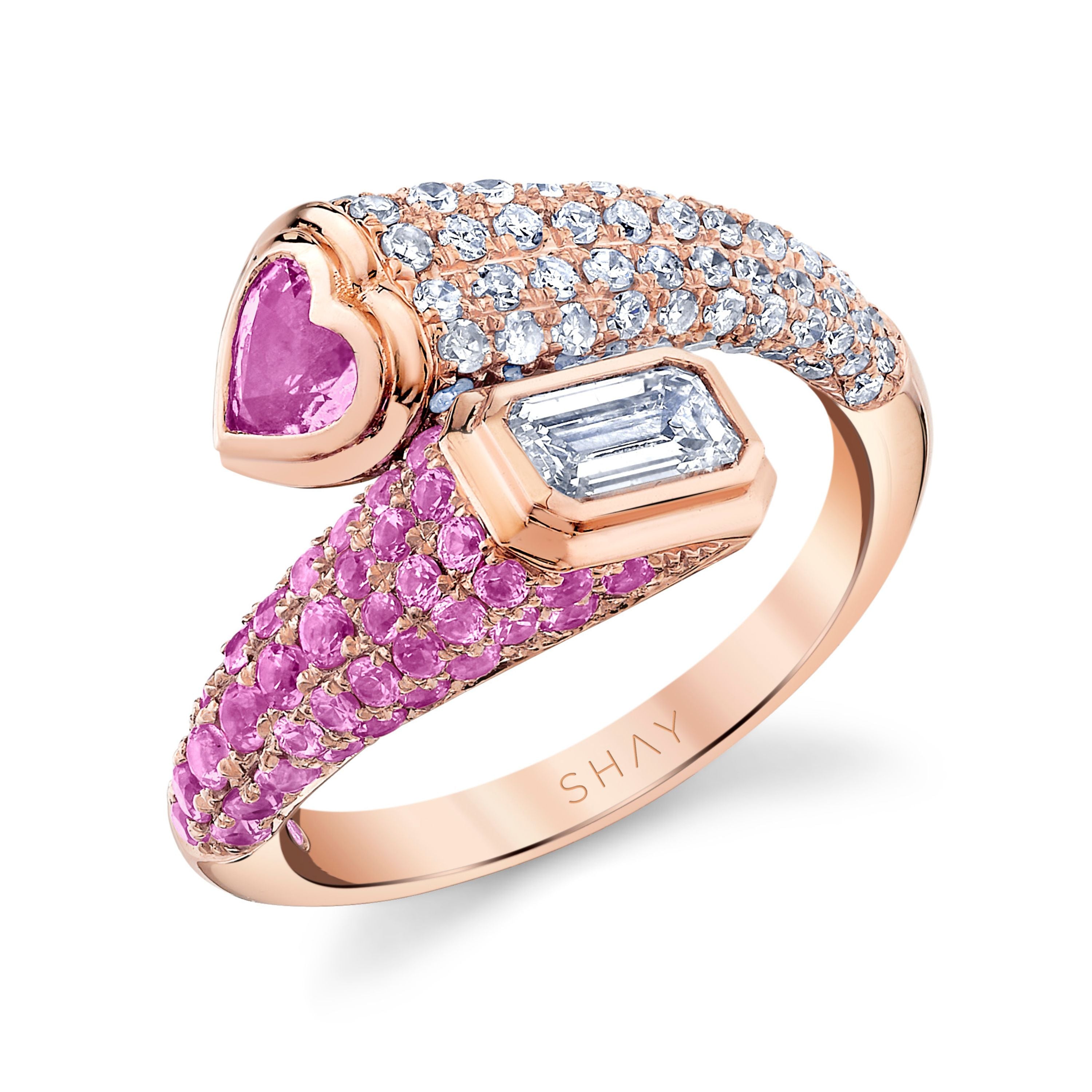 PINK SAPPHIRE & DIAMOND BYPASS PINKY RING