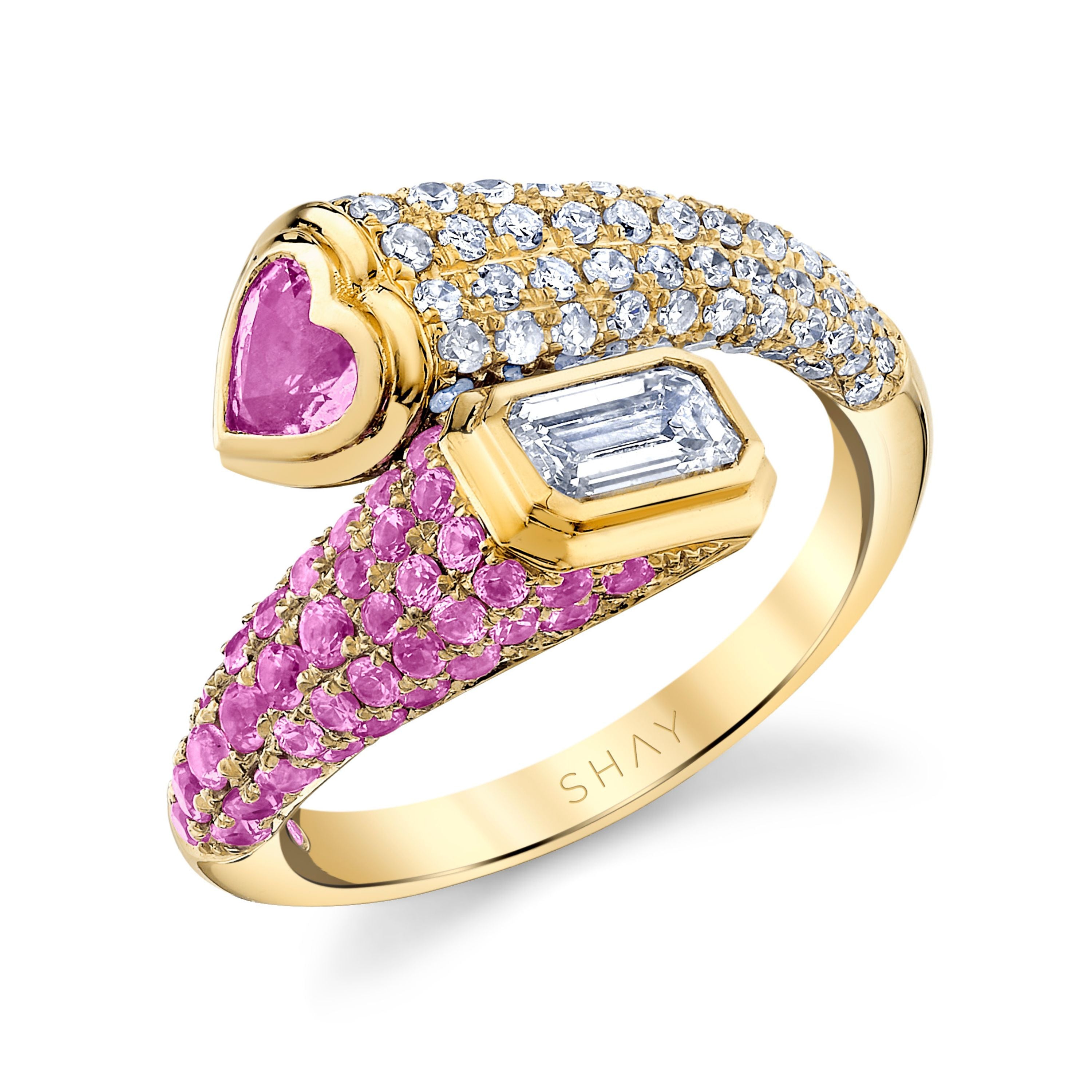PINK SAPPHIRE & DIAMOND BYPASS PINKY RING