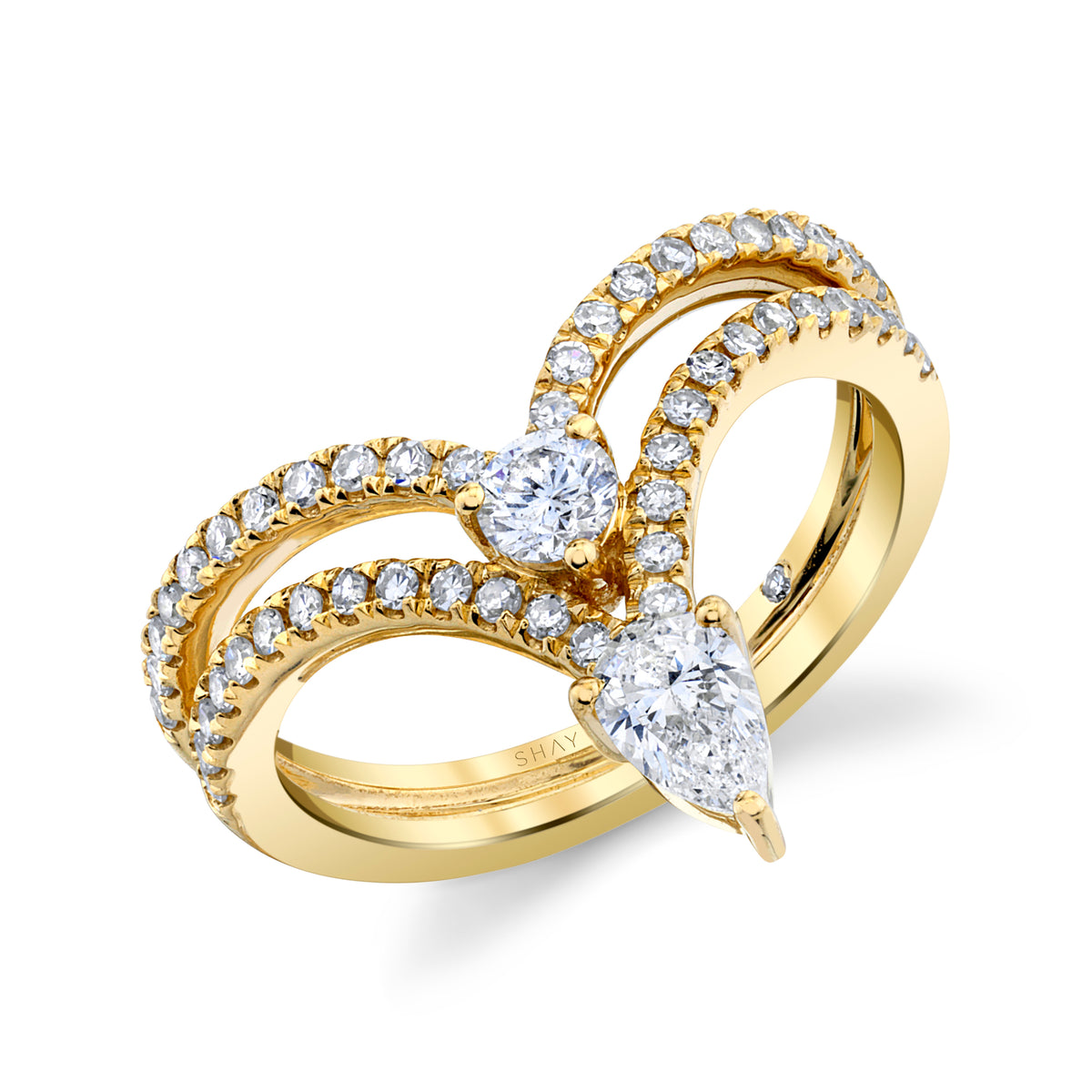 READY TO SHIP DIAMOND STACKED CHEVRON PINKY RING