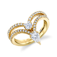 READY TO SHIP DIAMOND STACKED CHEVRON PINKY RING