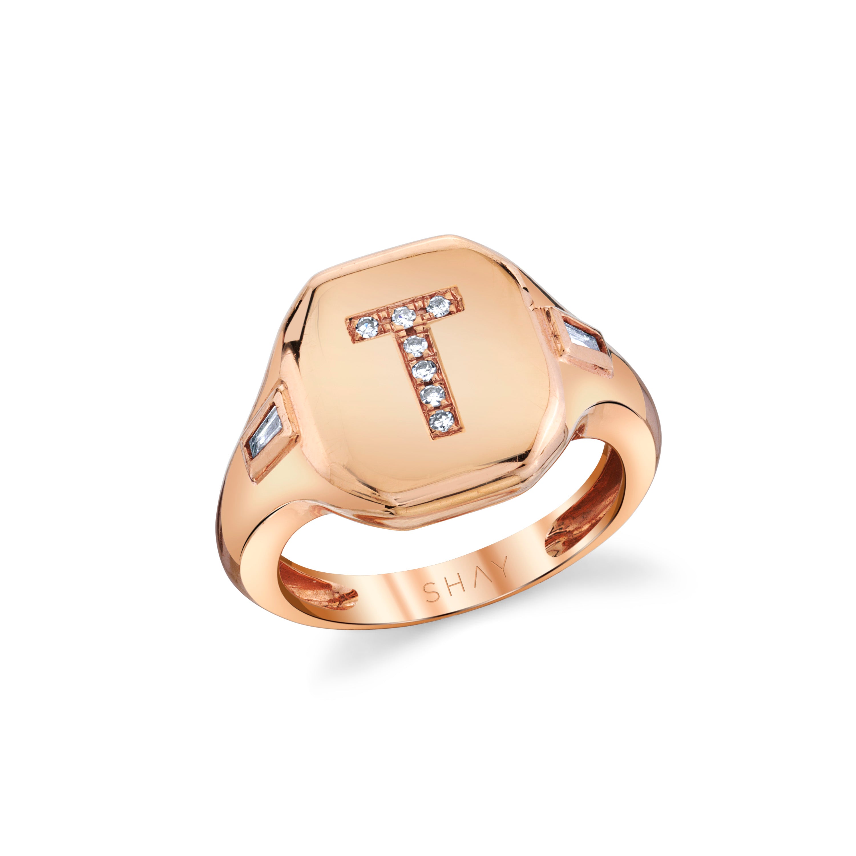 READY TO SHIP DIAMOND INITIAL PINKY RING