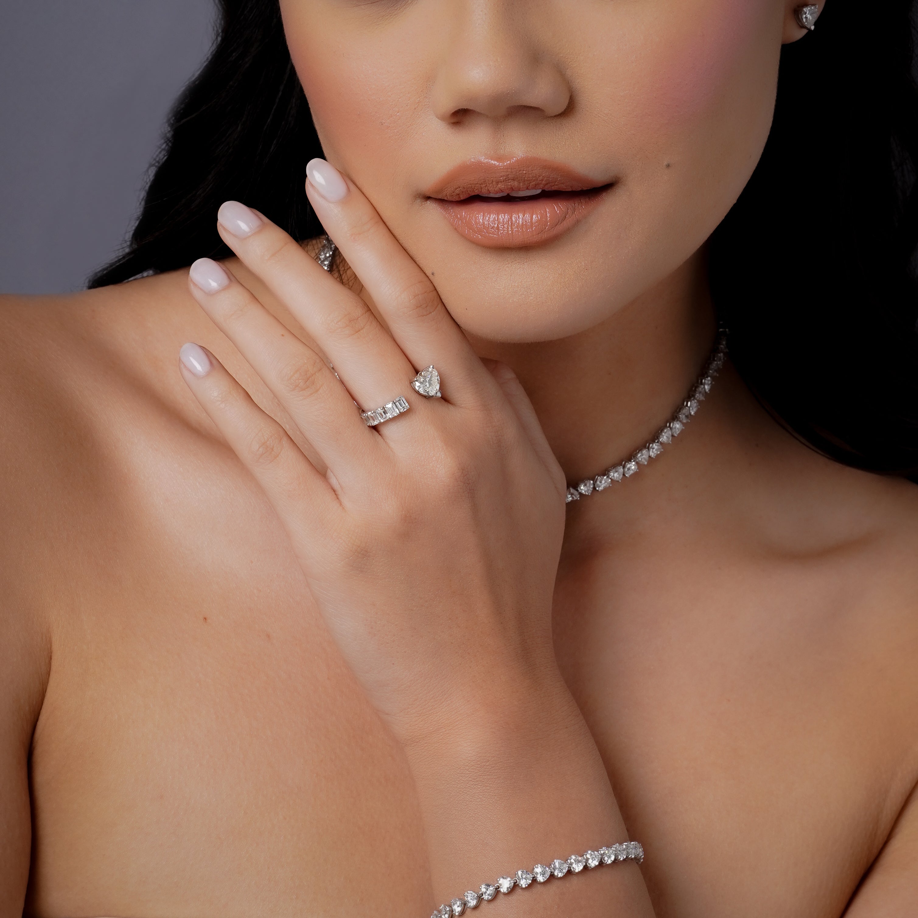SHAY Diamond Floating Heart Baguette Ring, 2.01ct center, 18k white gold, primary view
