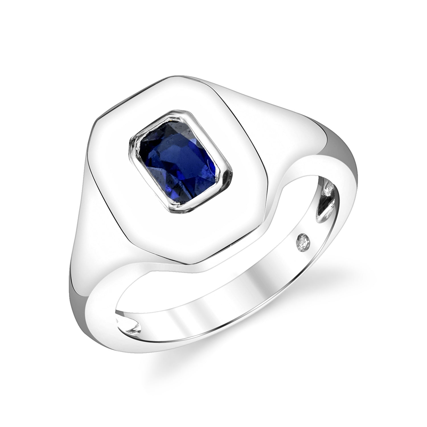 READY TO SHIP BLUE SAPPHIRE BAGUETTE PINKY RING