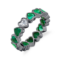 EMERALD & DIAMOND BEZEL HEART BAND