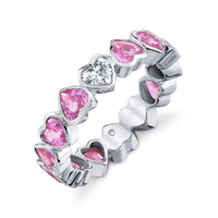 PINK SAPPHIRE & DIAMOND BEZEL HEART BAND