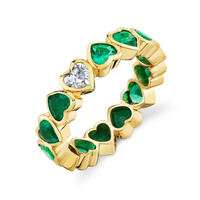 EMERALD & DIAMOND BEZEL HEART BAND