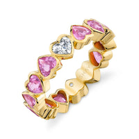 PINK SAPPHIRE & DIAMOND BEZEL HEART BAND