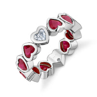 RUBY & DIAMOND BEZEL HEART BAND