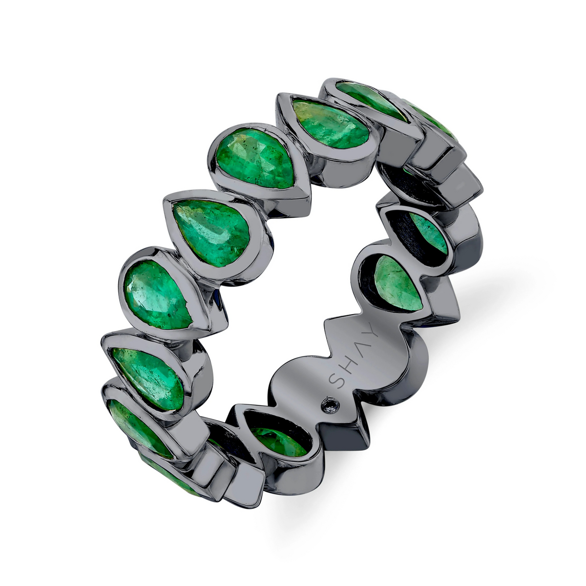 EMERALD PEAR BEZEL BAND