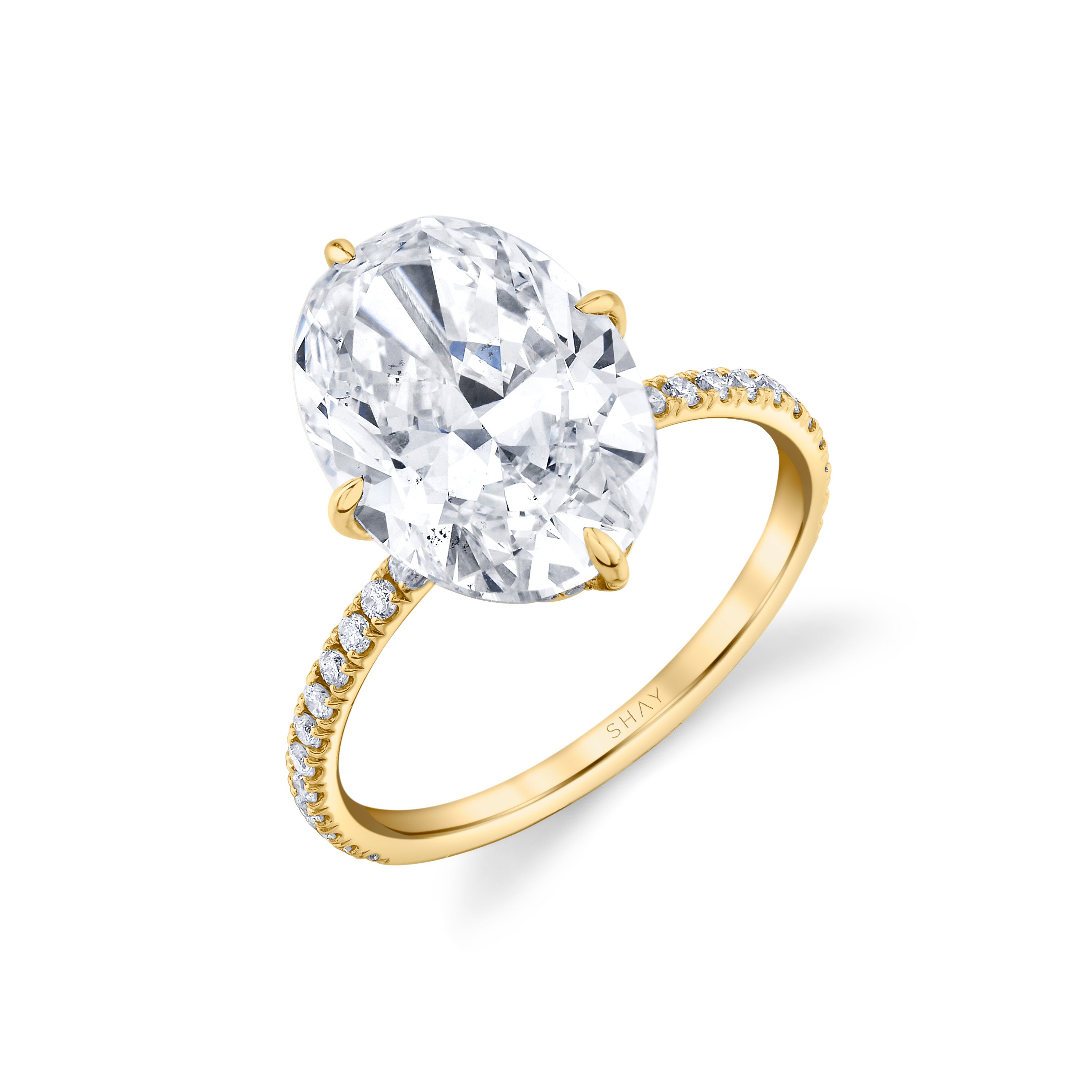 SHAY Oval Diamond Engagment Ring, 9.03ct center, 18k gold, detail view