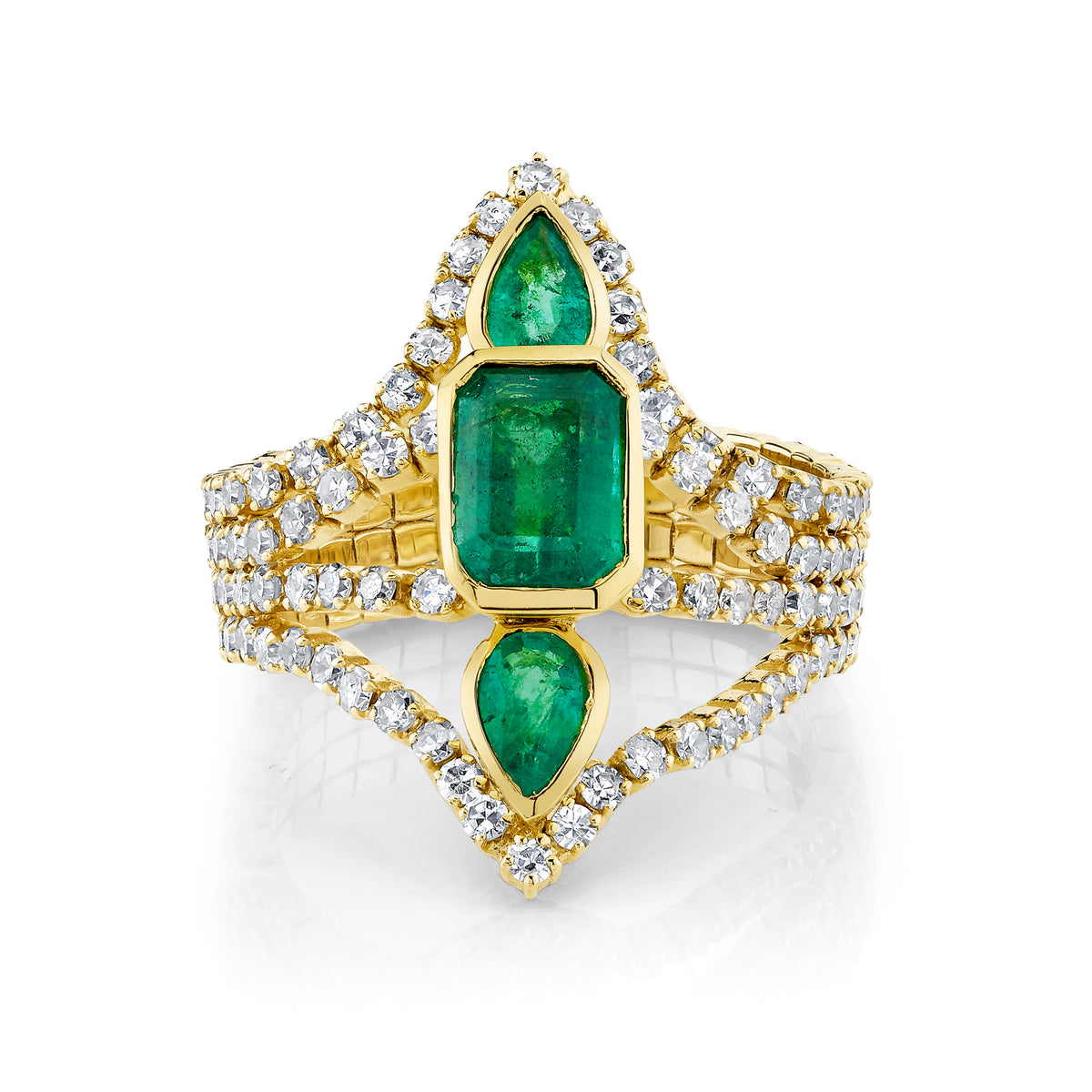 EMERALD DELICATE DECO STACKED THREAD RING