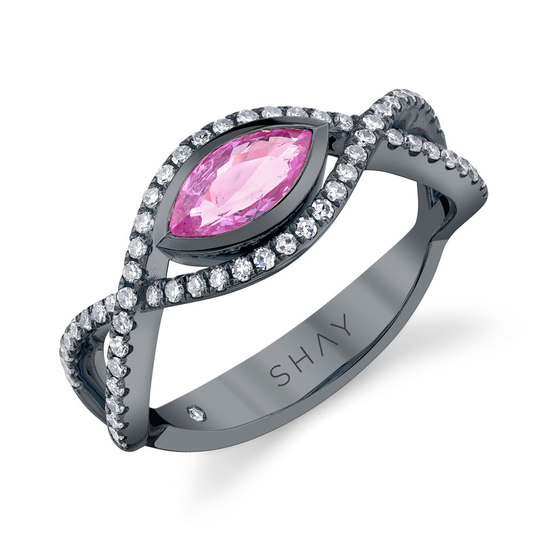 PINK SAPPHIRE MARQUISE PAVE VINE RING