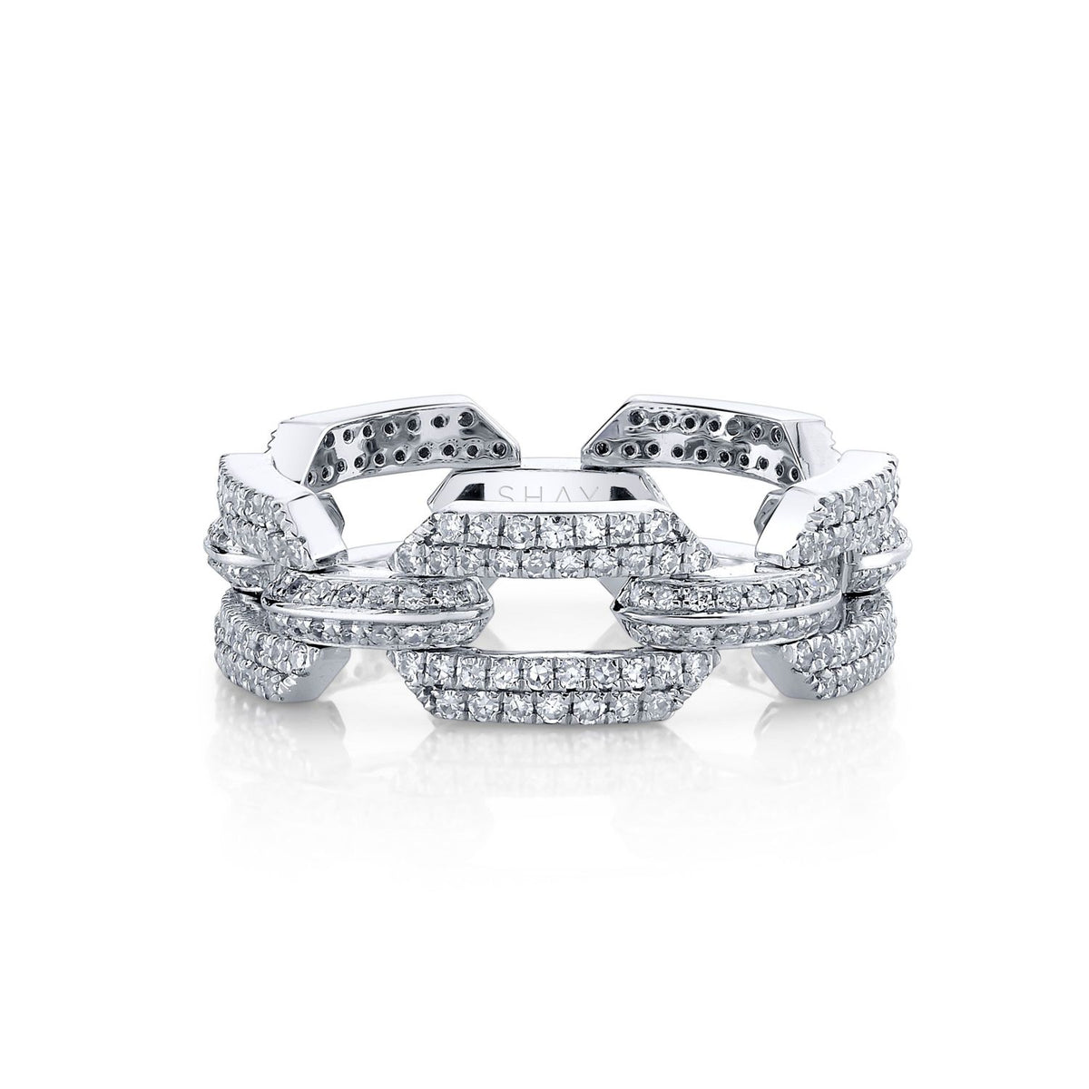 DIAMOND PAVE DOME FLAT LINK RING