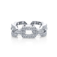 READY TO SHIP DIAMOND PAVE DOME FLAT LINK RING