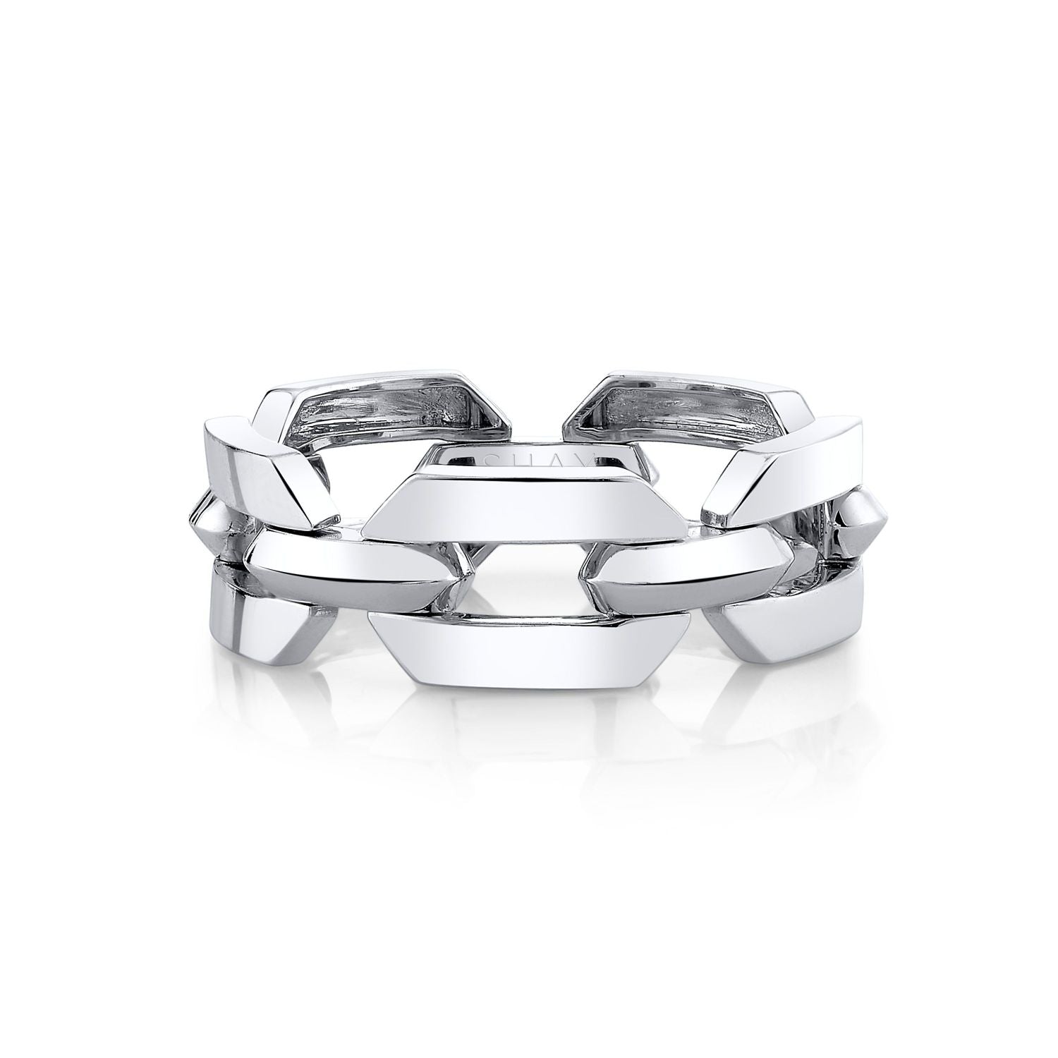 SOLID GOLD FLAT GEO LINK RING
