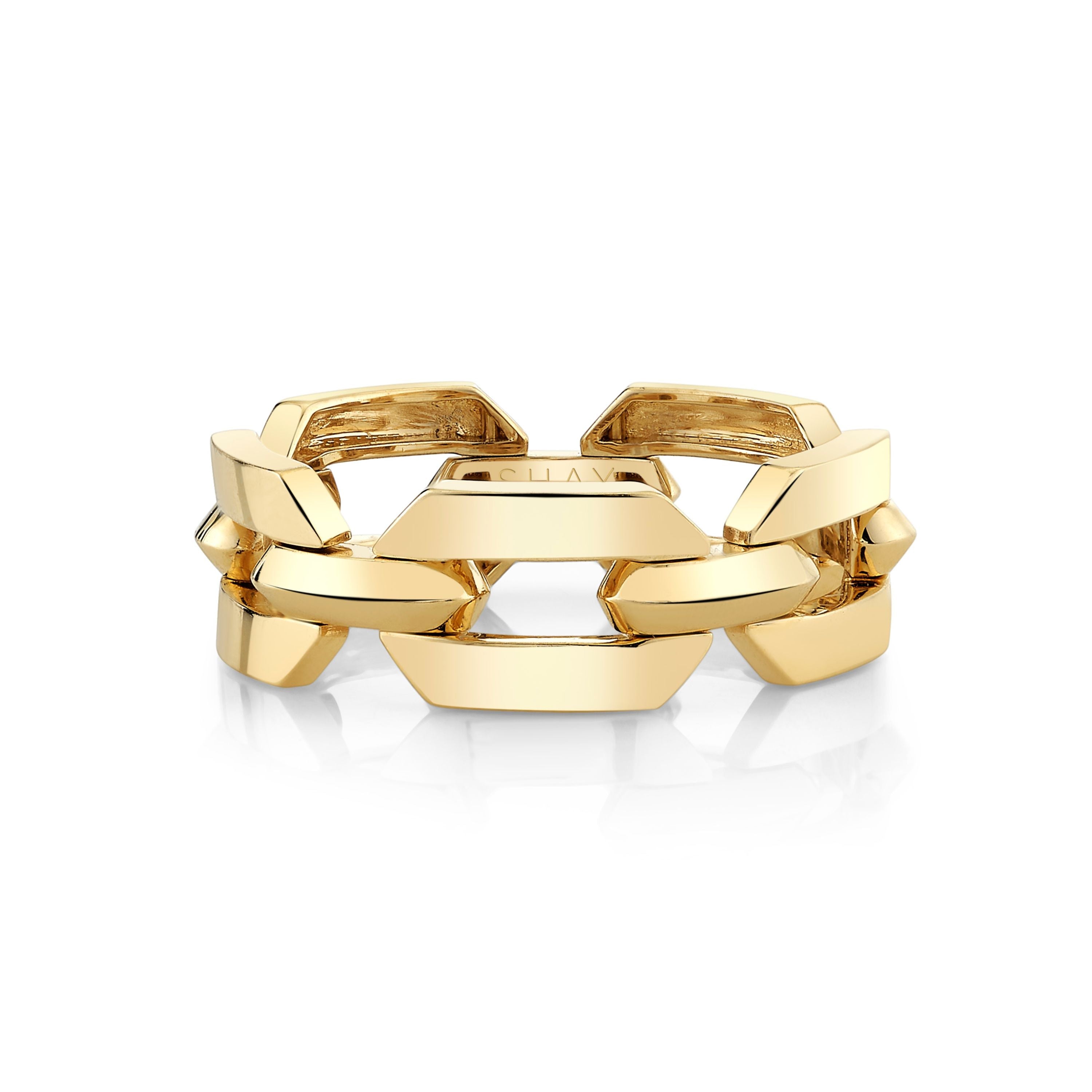 READY TO SHIP SOLID GOLD FLAT GEO LINK RING