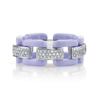 DIAMOND PAVE LAVENDER CERAMIC DECO LINK RING