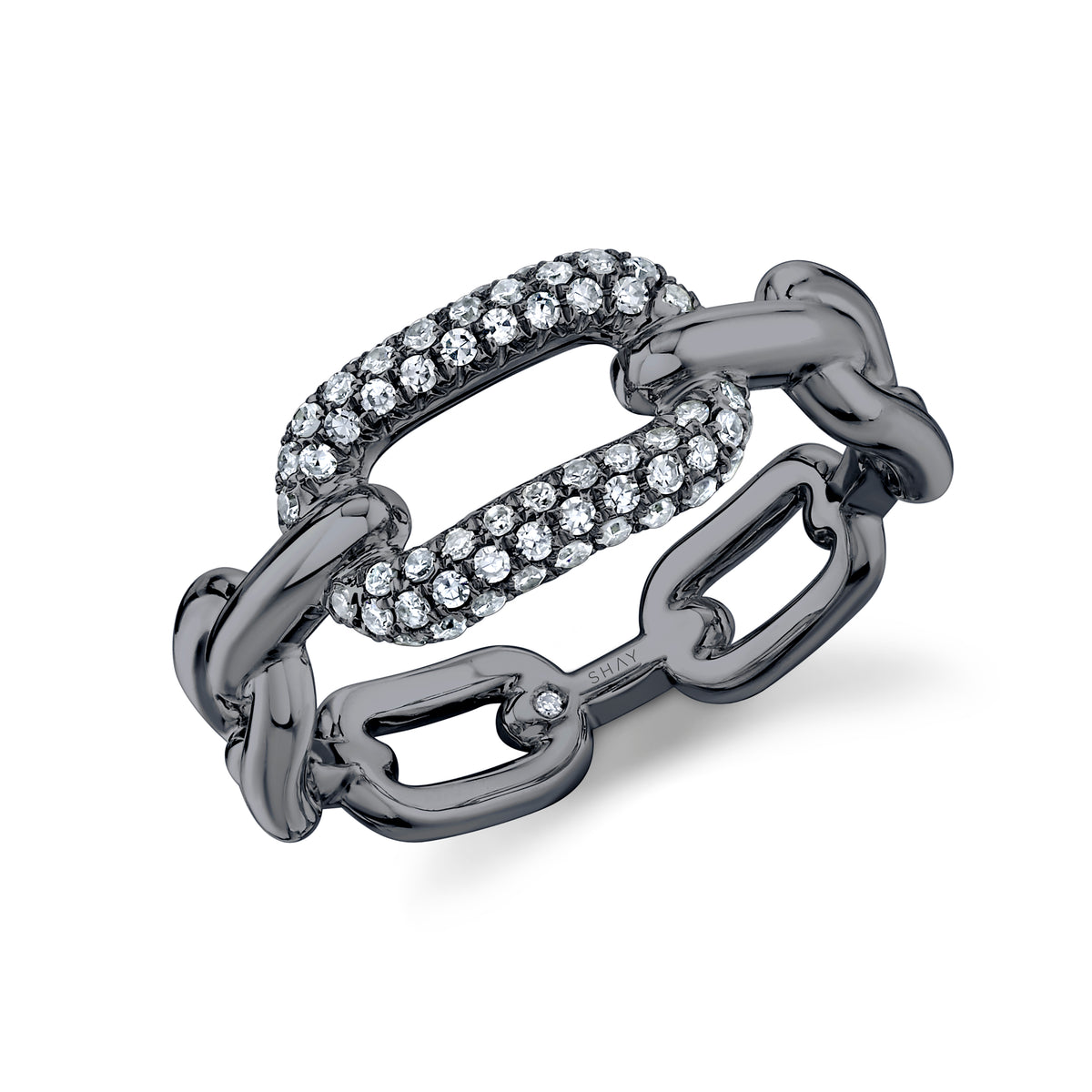 DIAMOND PARTIAL PAVE MINI CABLE LINK RING