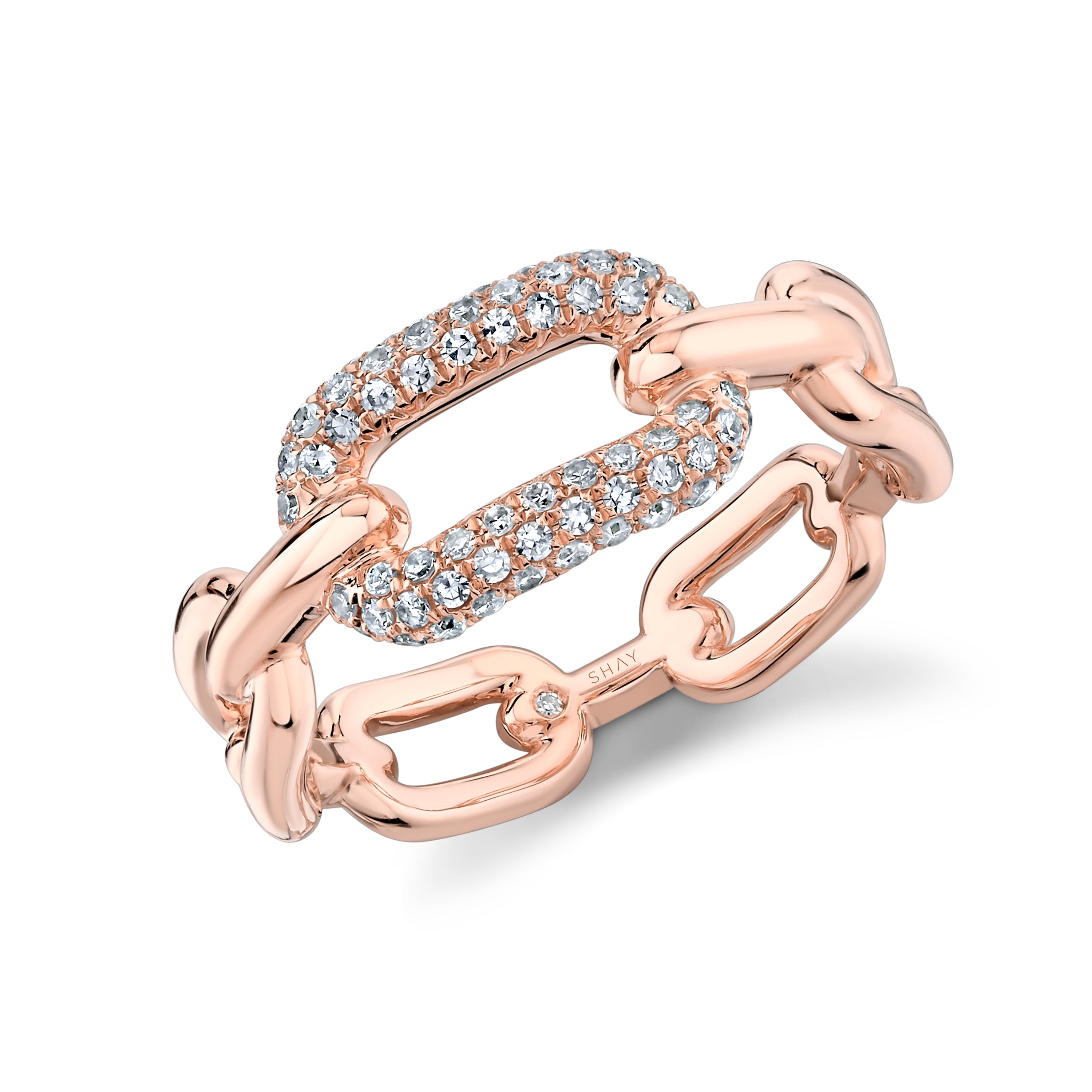 DIAMOND PARTIAL PAVE MINI CABLE LINK RING