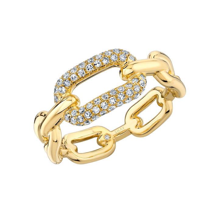 READY TO SHIP DIAMOND PARTIAL PAVE MINI CABLE LINK RING