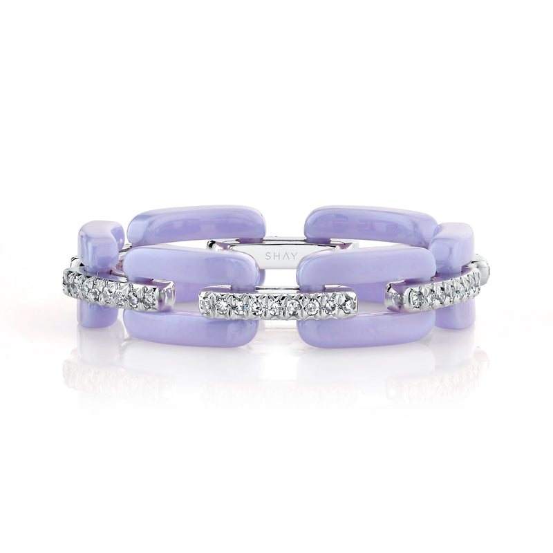 DIAMOND PAVE LAVENDER CERAMIC MINI DECO LINK RING