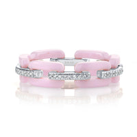 DIAMOND PAVE PINK CERAMIC MINI DECO LINK RING