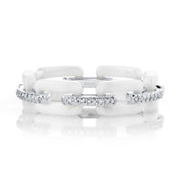 DIAMOND PAVE WHITE CERAMIC MINI DECO LINK RING