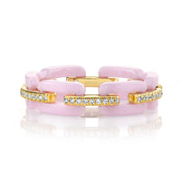 DIAMOND PAVE PINK CERAMIC MINI DECO LINK RING