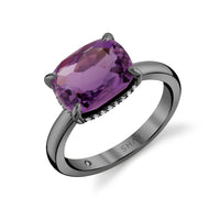 AMETHYST & DIAMOND CUSHION GEM RING