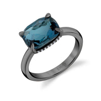 BLUE CRYSTAL & DIAMOND CUSHION GEM RING