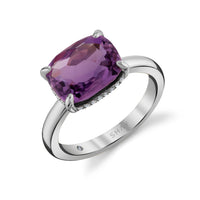 AMETHYST & DIAMOND CUSHION GEM RING