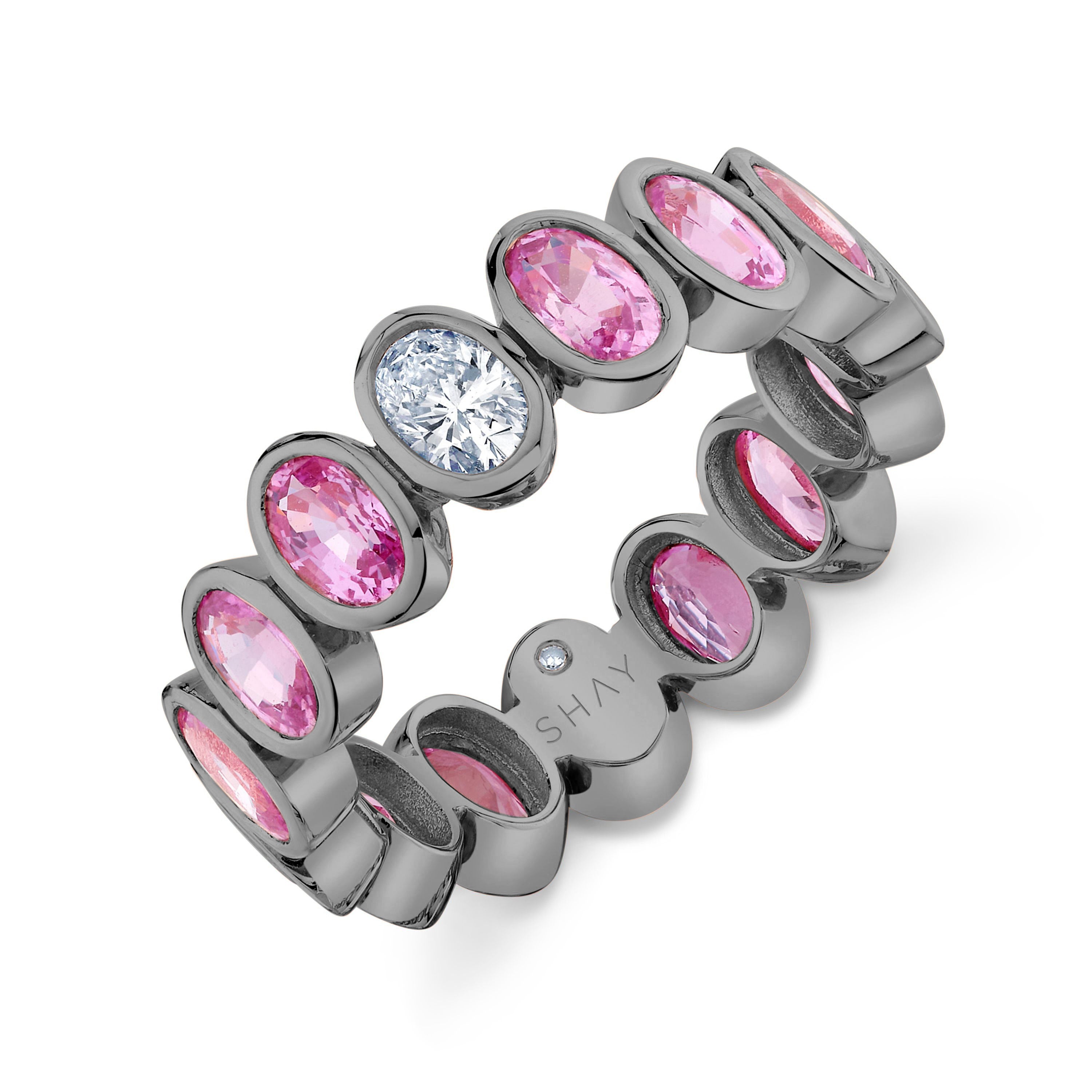 PINK SAPPHIRE & DIAMOND OVAL BEZEL BAND