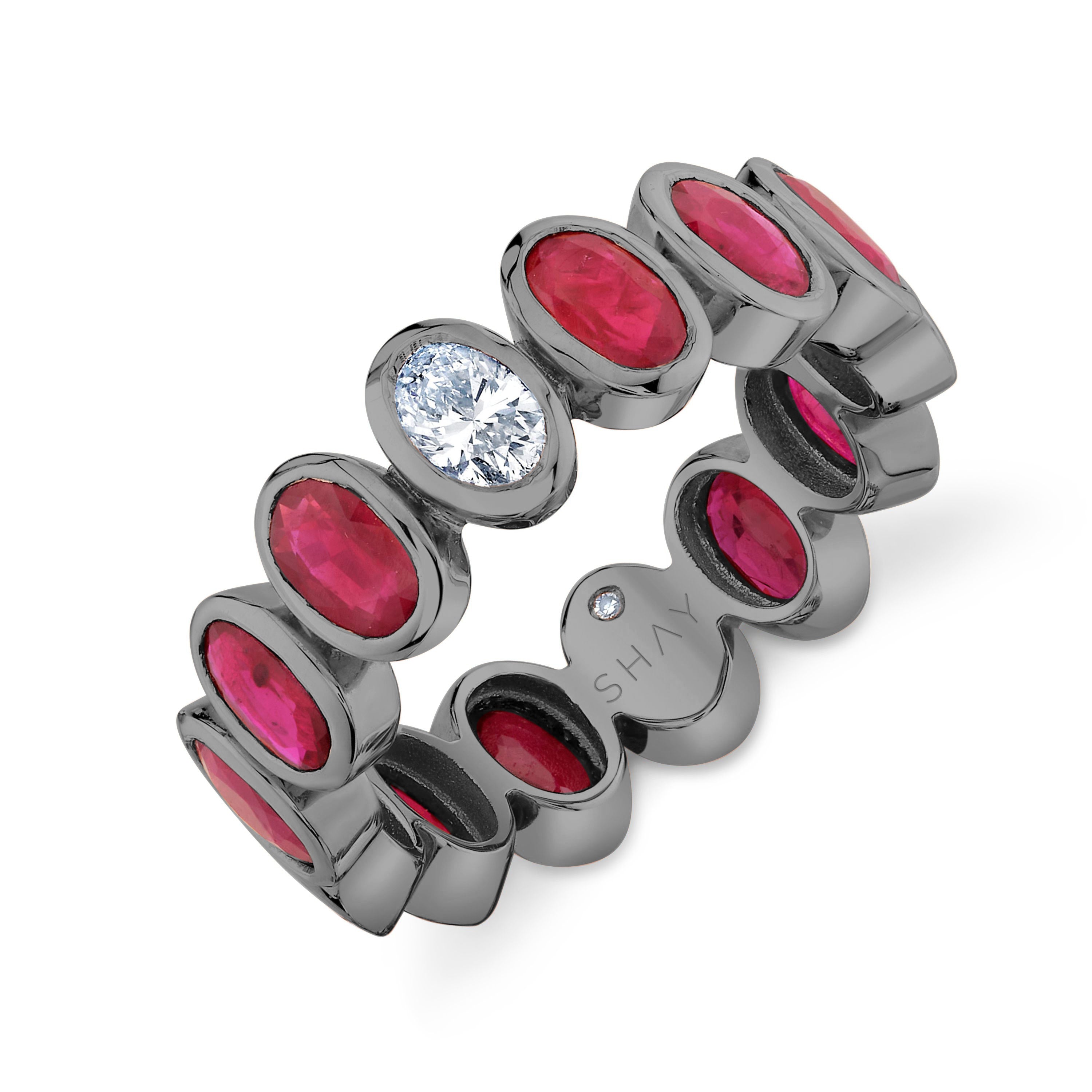 RUBY & DIAMOND OVAL BEZEL BAND