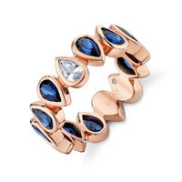 BLUE SAPPHIRE & DIAMOND PEAR BEZEL BAND