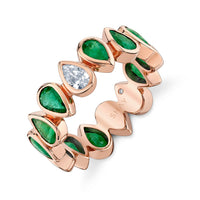 EMERALD & DIAMOND PEAR BEZEL BAND