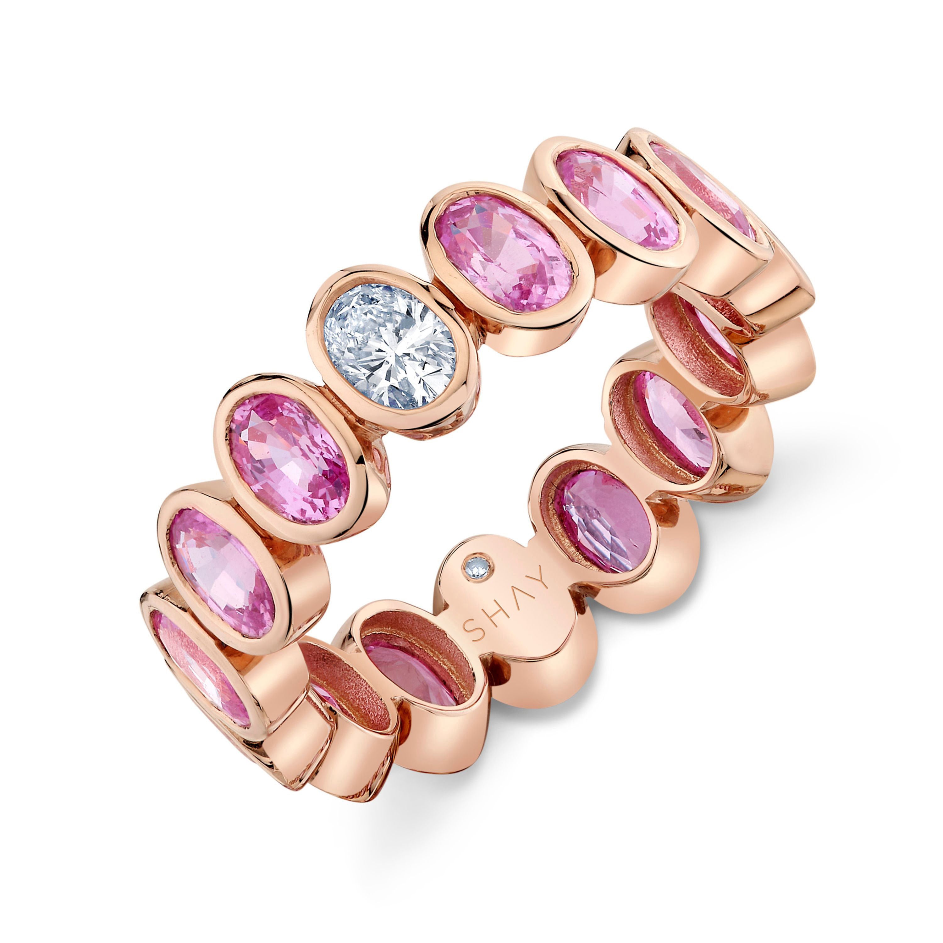 PINK SAPPHIRE & DIAMOND OVAL BEZEL BAND