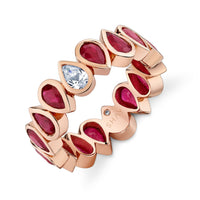 RUBY & DIAMOND PEAR BEZEL BAND
