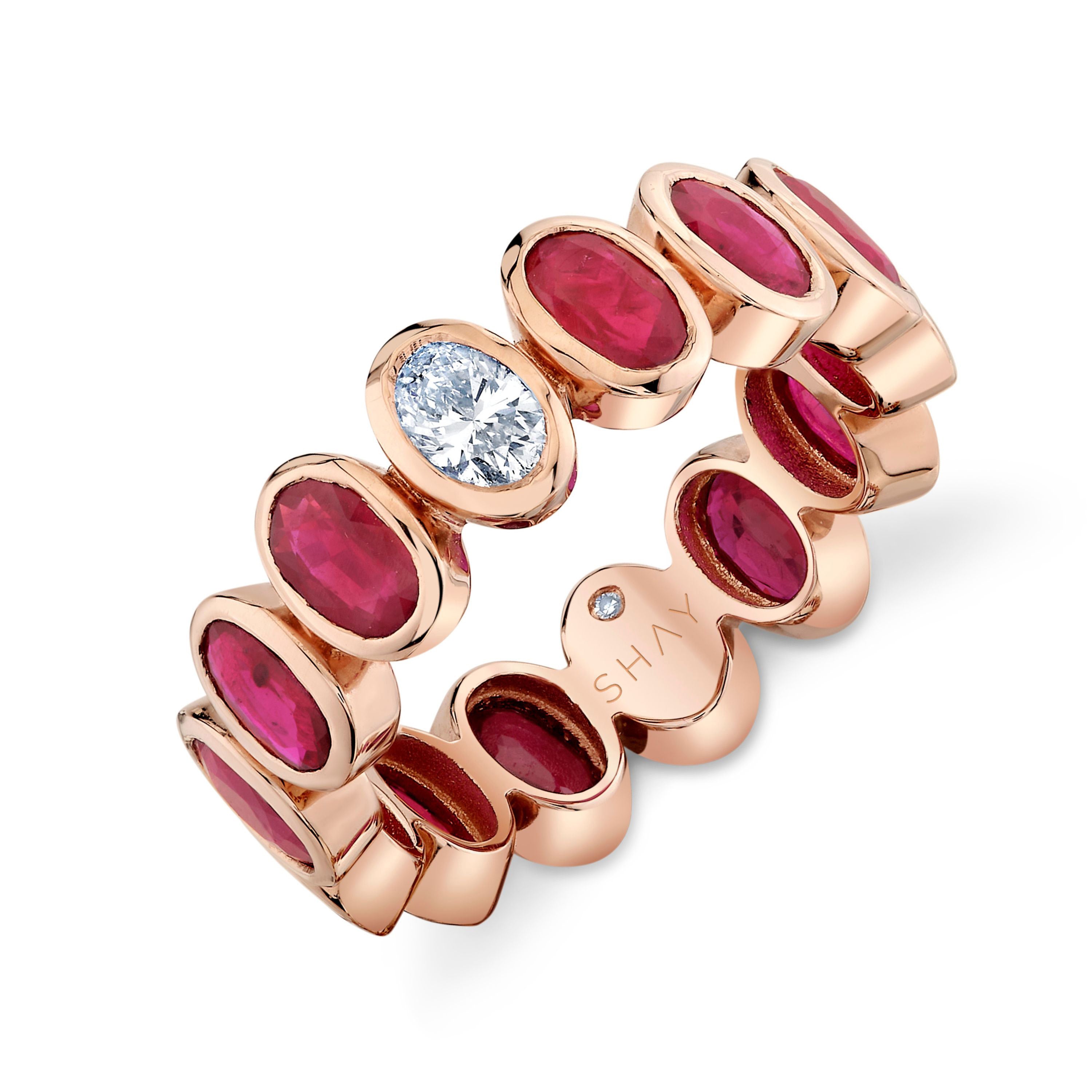 RUBY & DIAMOND OVAL BEZEL BAND