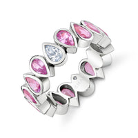 PINK SAPPHIRE & DIAMOND PEAR BEZEL BAND
