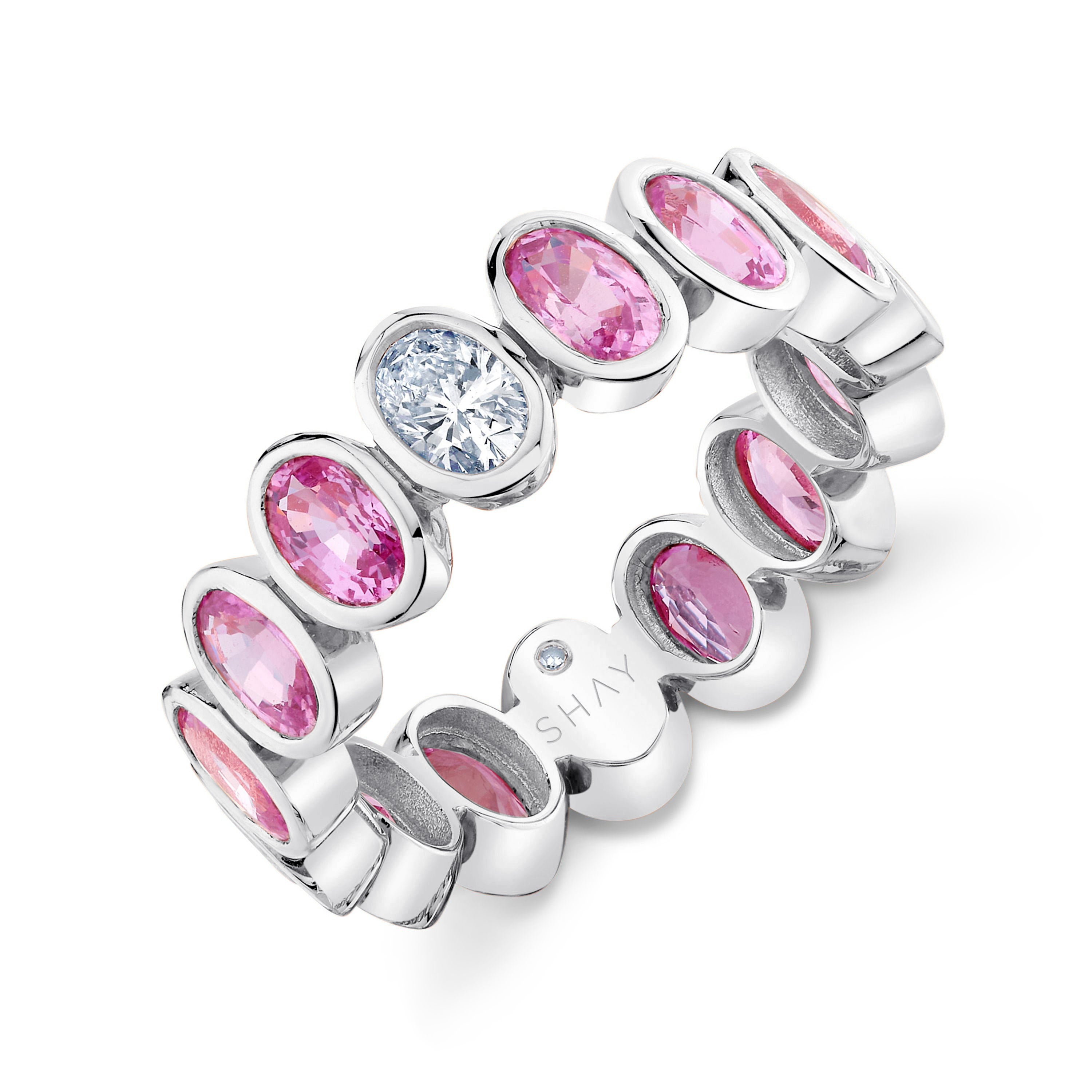PINK SAPPHIRE & DIAMOND OVAL BEZEL BAND