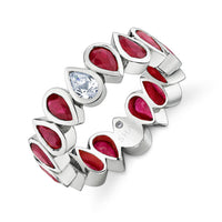 RUBY & DIAMOND PEAR BEZEL BAND