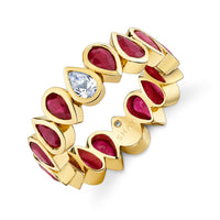RUBY & DIAMOND PEAR BEZEL BAND