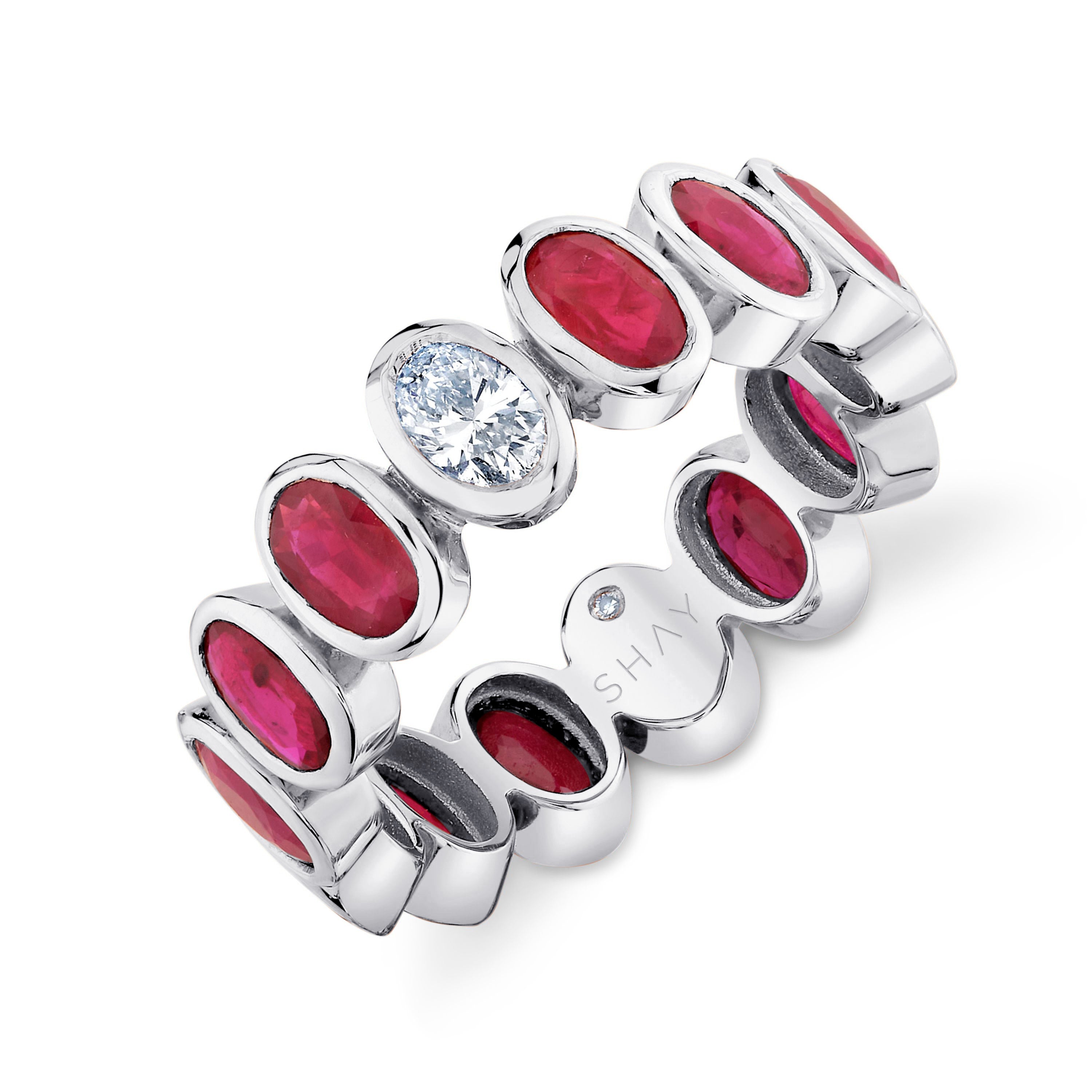 RUBY & DIAMOND OVAL BEZEL BAND