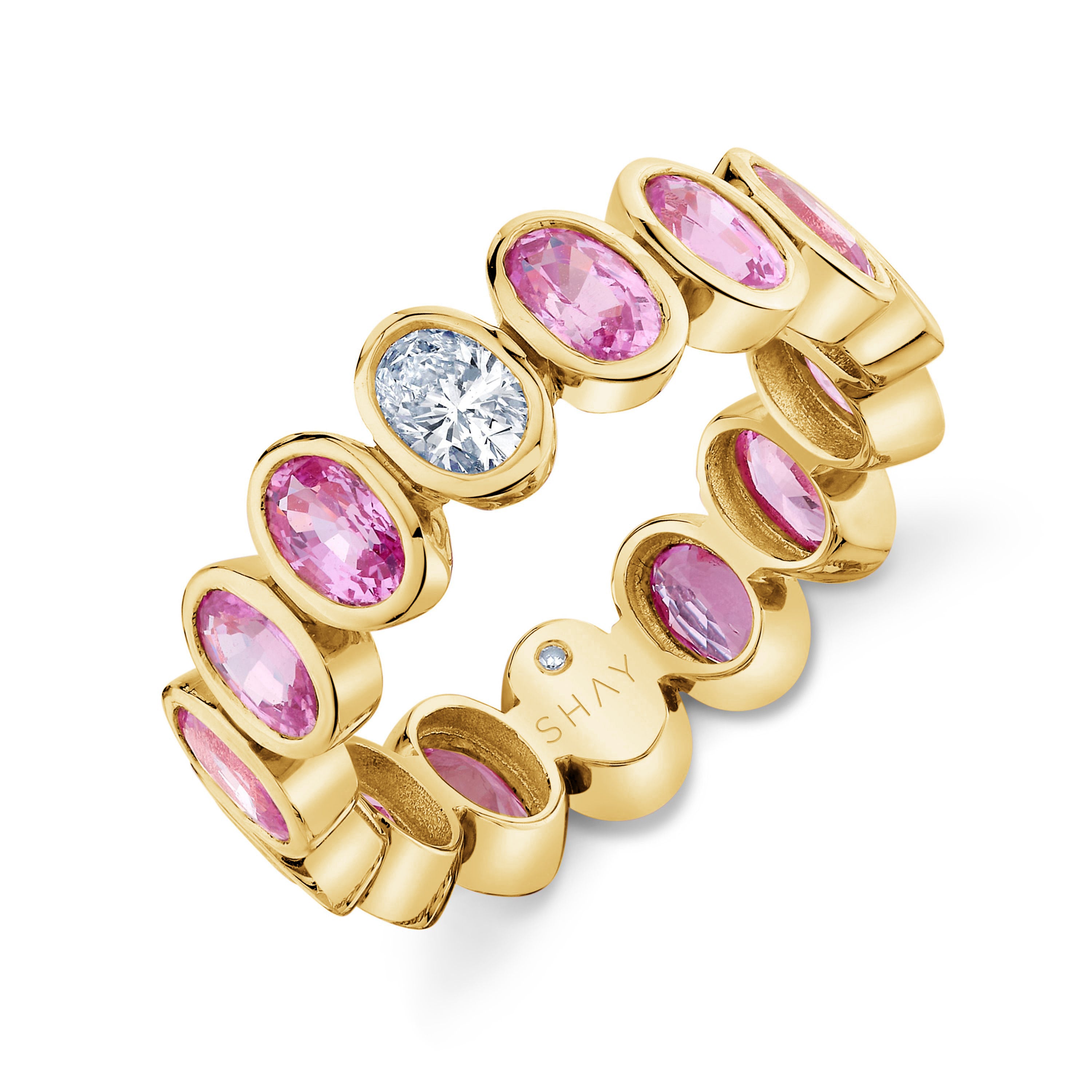 PINK SAPPHIRE & DIAMOND OVAL BEZEL BAND
