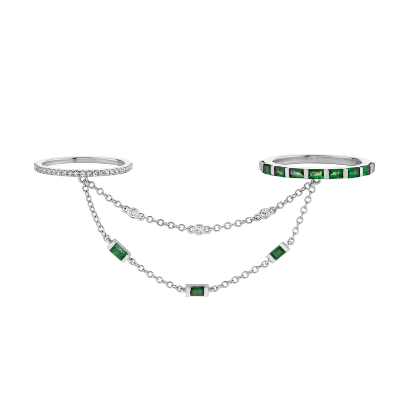EMERALD CASCADE CHAIN RING